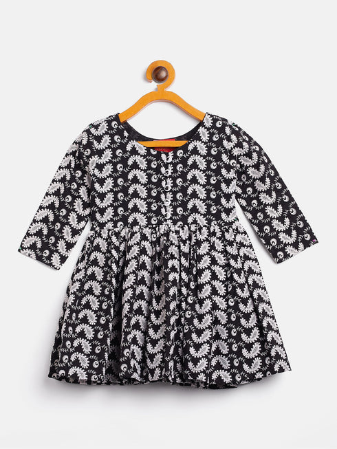 Vastramay SISHU Girl's Black Chikankari Kurta Leggings Set